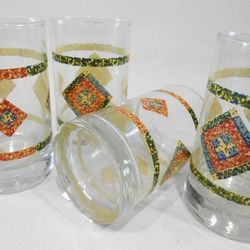  4 Corelle SAND ART 7-oz JUICE GLASSES 