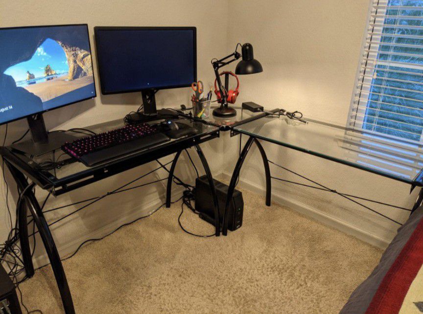 Glass Drawing/Computer Desk