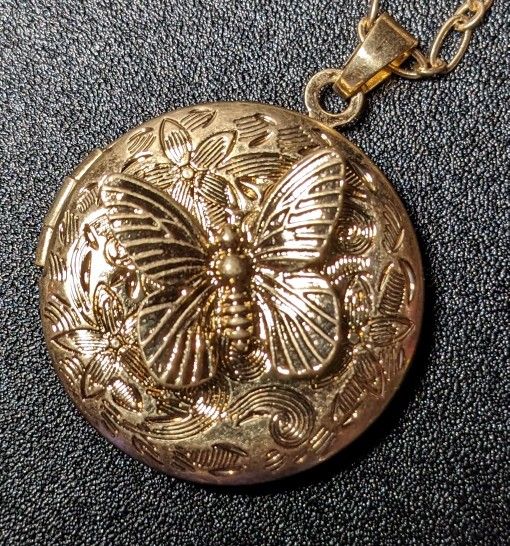 Gold Butterfly Locket Necklace, Park Lane