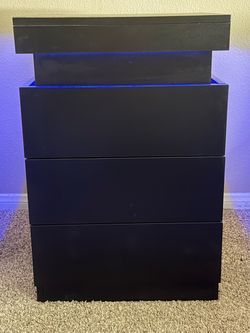Black 3-Drawer Nightstand with LED Lighting