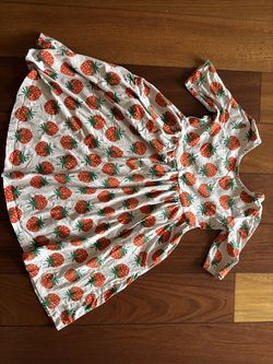 Hanna Andersson Girls Strawberry Print Dress - Size 8 (130)