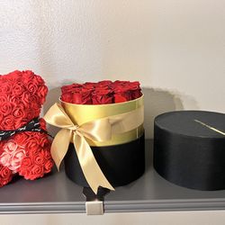 Forever Real Roses Box And Bear Gift Set