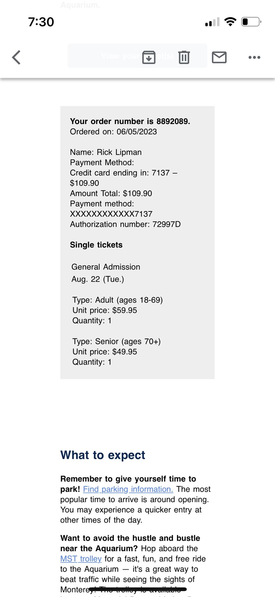 Monterey Bay Aquarium Tickets