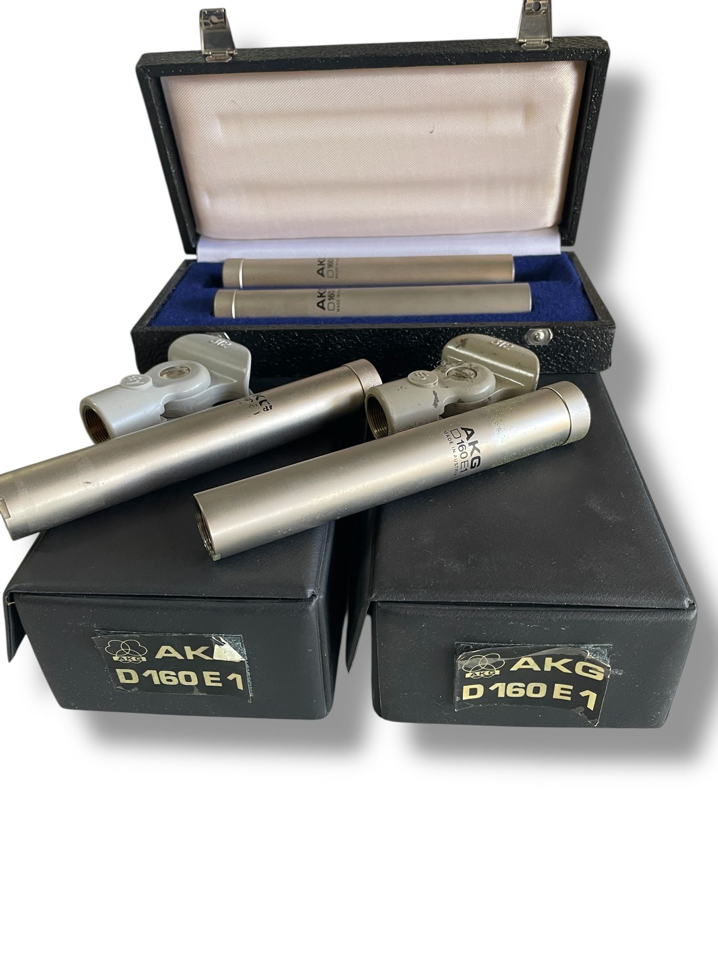 Four AKG D160 E1 Vintage Microphones