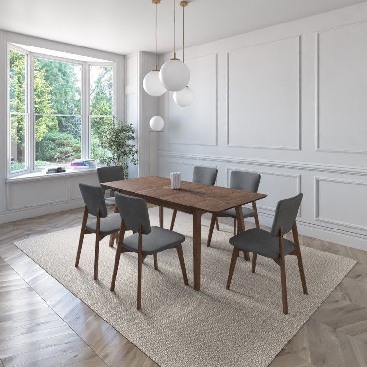 BRAND NEW Extendable Dark Grey Solid Rubber Wood Dining Set Ideal Furniture Set For Indoor