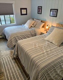 Entire Bedroom - Two Full Size Beds and Bedding, Mattresses, Dresser, Nighstand, Rug