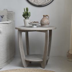 COZAYH HOME Rustic Farmhouse end table with Storage Shelf