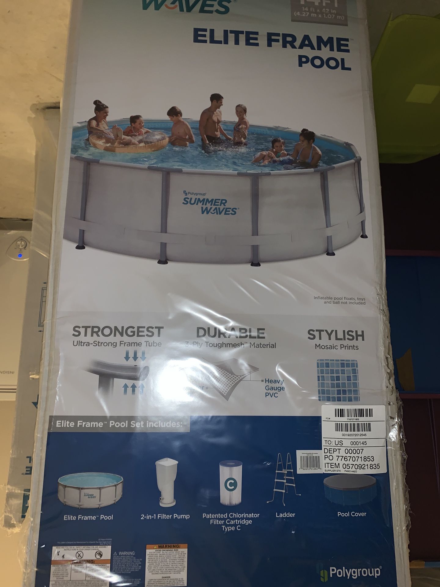 Summer Waves 14ft Elite Frame Pool with Filter Pump, Cover and Ladder. Condition is New.
