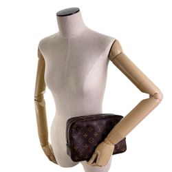 Louis Vuitton Monogram Trousse Toilette 28 Leather Brown Pouch M47522 AUTH MINT