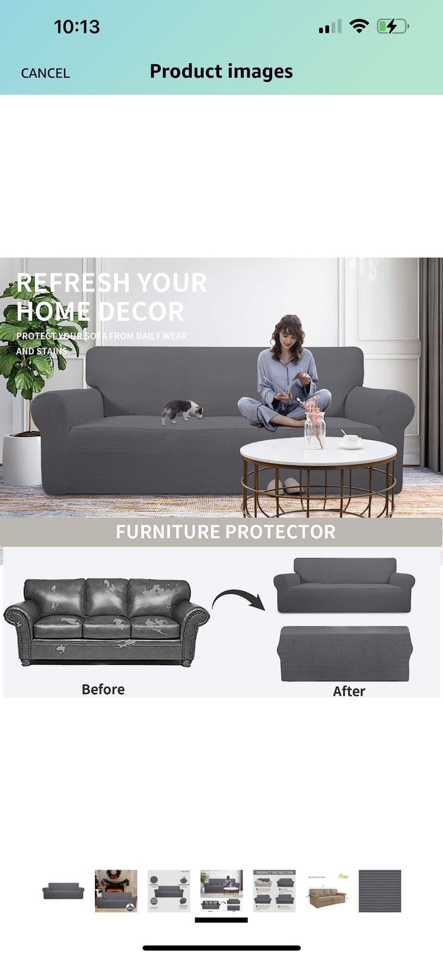 Stretch Sofa Slipcover 1-Piece Sofa Cover Furniture Protector Couch Soft with Elastic Bottom for Kids, Polyester Spandex Jacquard Fabric Small Checks