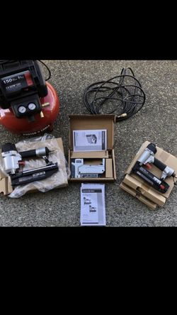 Porter cable air compressor and 3 gun combo