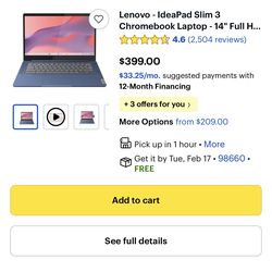 computer chrome 82xj0000USLENOVO Slim 3 14"