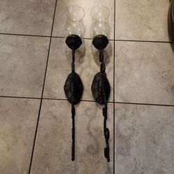 HOME DECOR PAR DE CANDELEROS GRANDES CON COPA MUY ELEGANTES.  NO SON HOME INTERIOR 