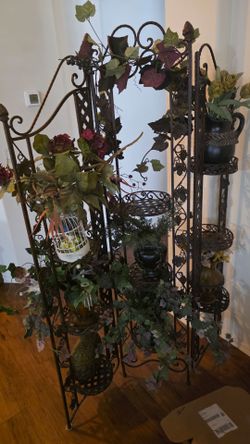 Silk plants, and vases. The stand is no longer available.