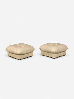Pair of Italian Post Modern Leather Stools by Chateau D'ax, c.1980's - Delivery Available