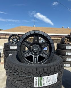 PACKAGE RIMS / TIRES RIMS MVX VX61 MATTE BLACK 17X9 6X139.7 ➖265/65/17 KUMHO AT INSTALLED AND BALANCED