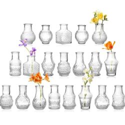 20 Pcs Mini Bud Vases Small Glass Vases for Flowers, Centerpieces, Party Decor Have Assorted Sizes
