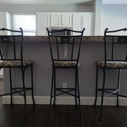 3 Metal Bar Stools 