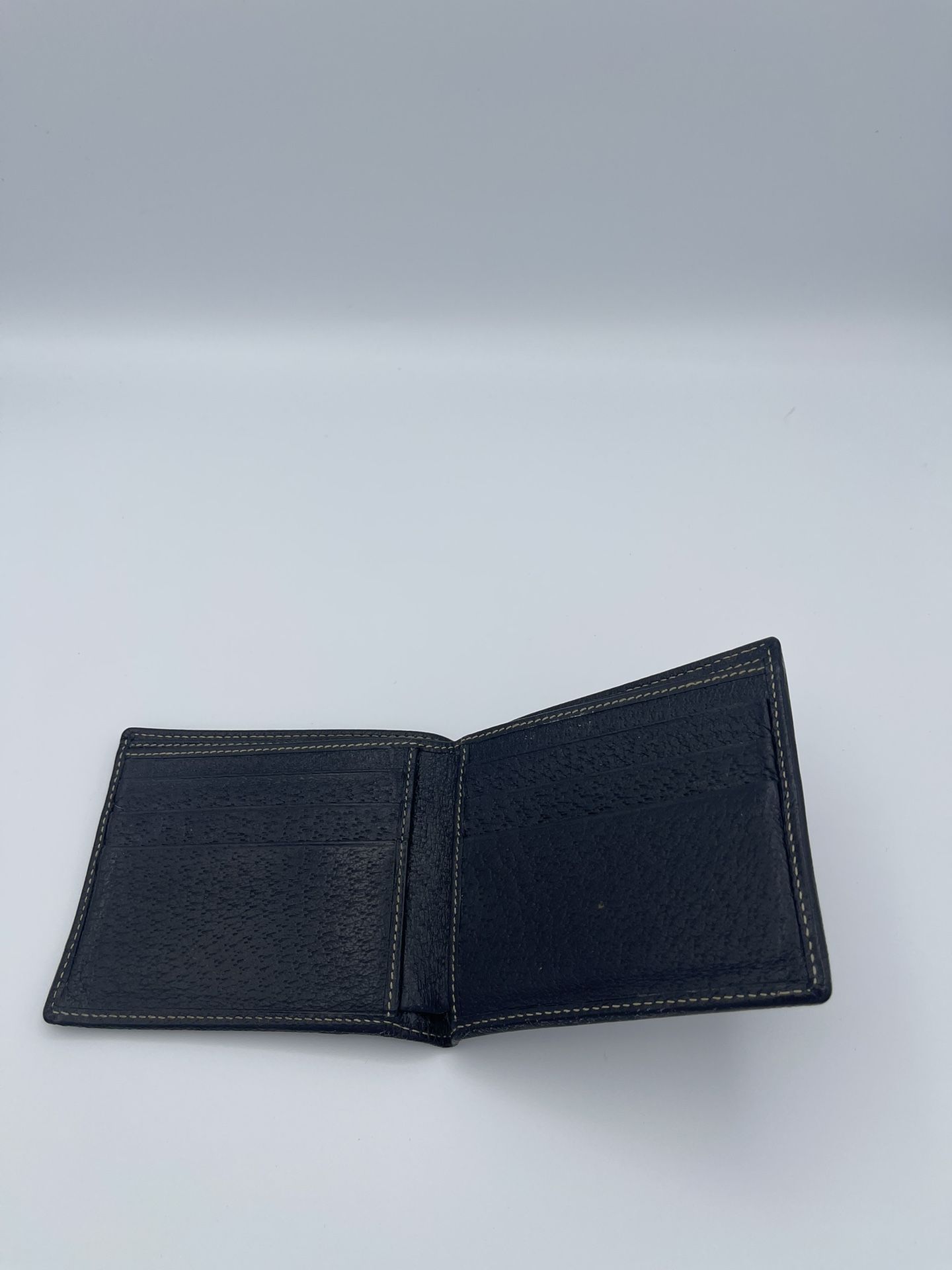 Classic Leather Bi-Fold Wallet – Red/Blue Web Stripe Detail