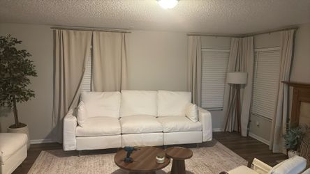 White/Cream Couch With Ottoman