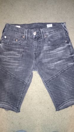 Authentic true religion shorts cut off style color grey/silver wash size 31