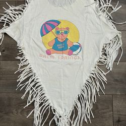 Vintage 80s California Palm Springs T-Shirt Small Single Stitch Bear Graphic