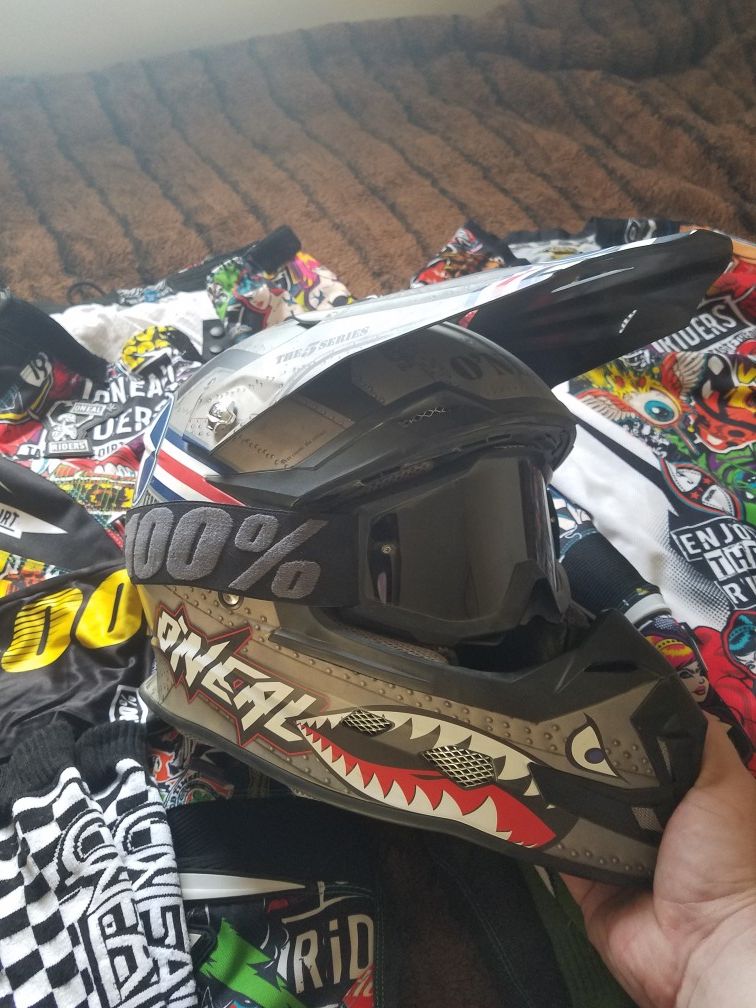 Dirt bike helmet and gear