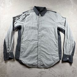 Rag & Bone New York Men’s L Gray Vertical Striped Long Sleeve Button Up Shirt#5A
