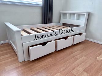Twin Solid Wood Bed Frame With 3 Drawers $500