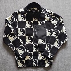 RSQ Men's Printed Ying Yang Fleece Zip Up Jacket Size Large 