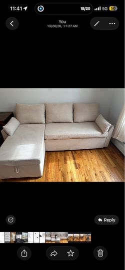 Beige Fabric Sectional Sofa with Storage Chaise
