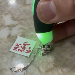 14K Solid Gold Chain and Diamond 💎 Pendant For Wedding 3.6Gr 16 Inches Long 