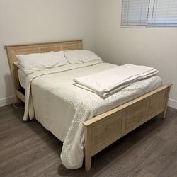Queen Bed Frame Head Board Foot Board Sides Solid Wood Unfinished Natural