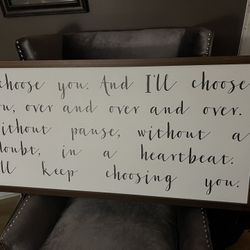 Awesome 22”x44” romantic farmhouse I Choose You framed print p/u Jamison PA 