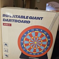giant golf club and inflatable ball dartboard