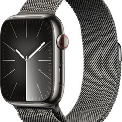Apple Watch Series 9 [GPS + Cellular 45mm] Smartwatch with Graphite Stainless Steel Case with Graphi