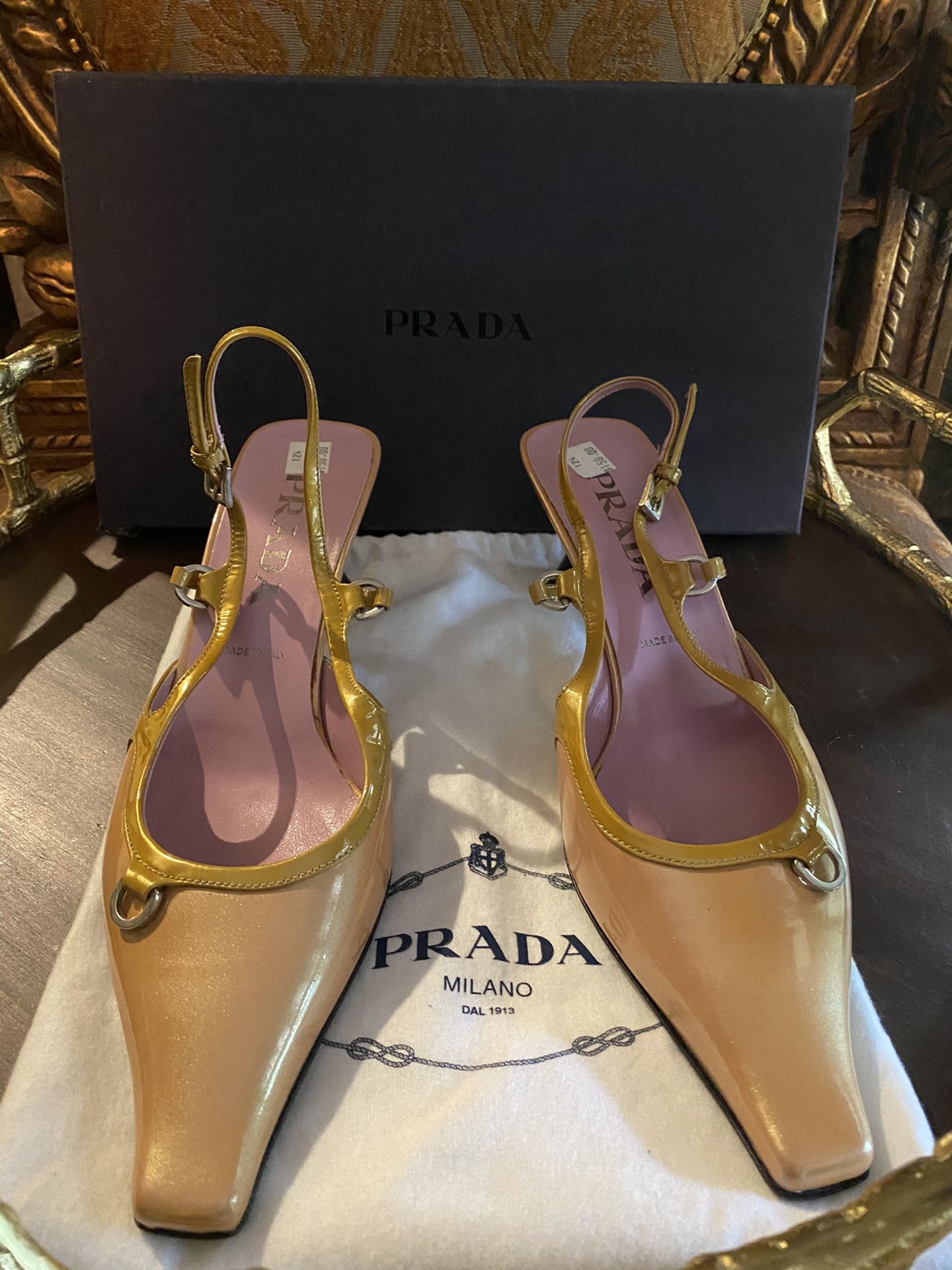 PRADA Iridescent Pink/Gold Pointed Toe Heel