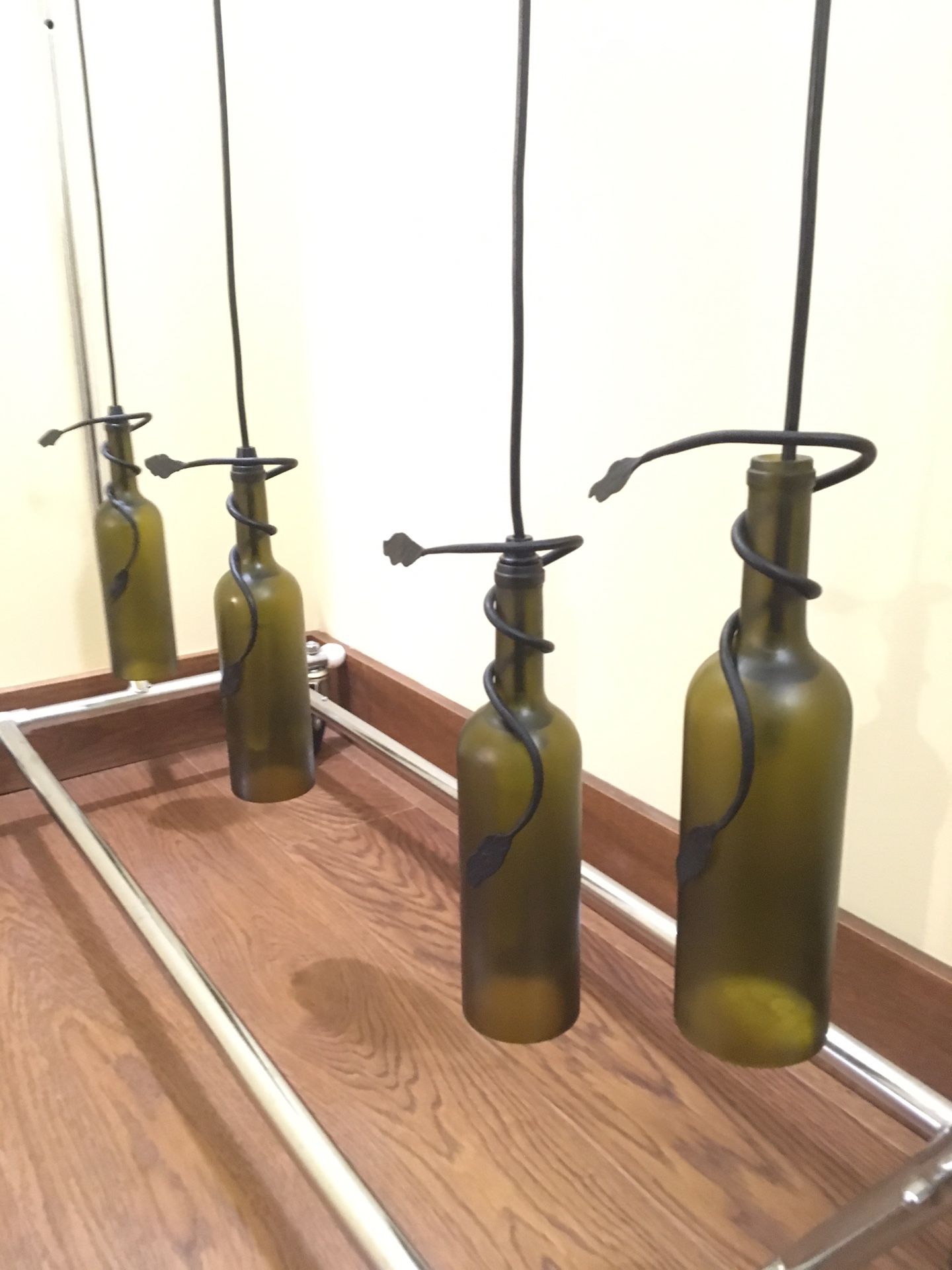 Wine bottle kitchen pendant lights set