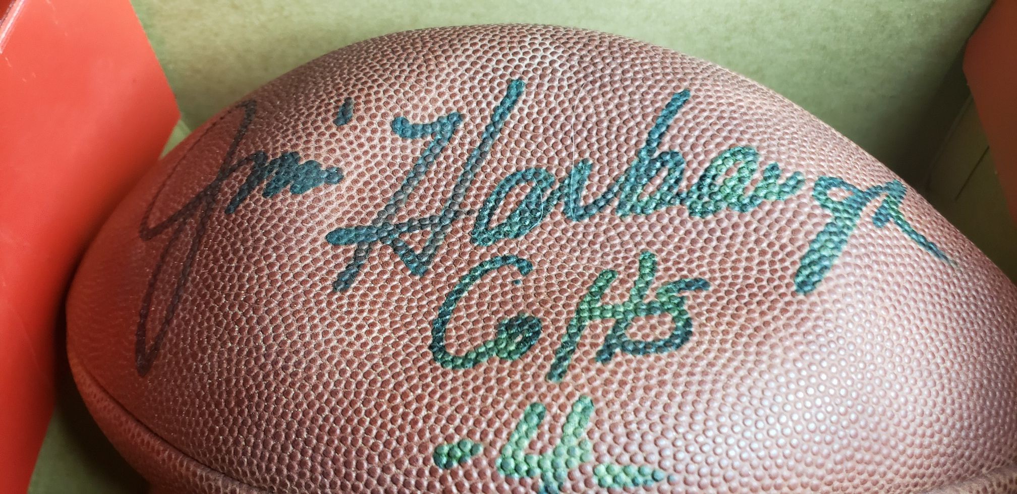 Jim Harbaugh signed football