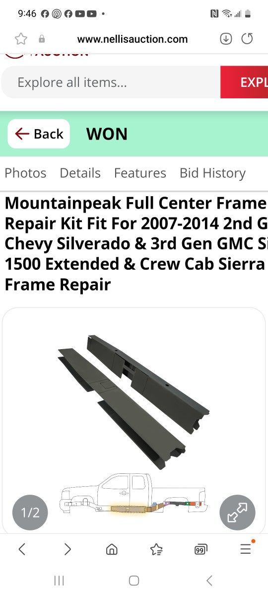 Mountain peak full center frame rush repair kit for chevy silverado