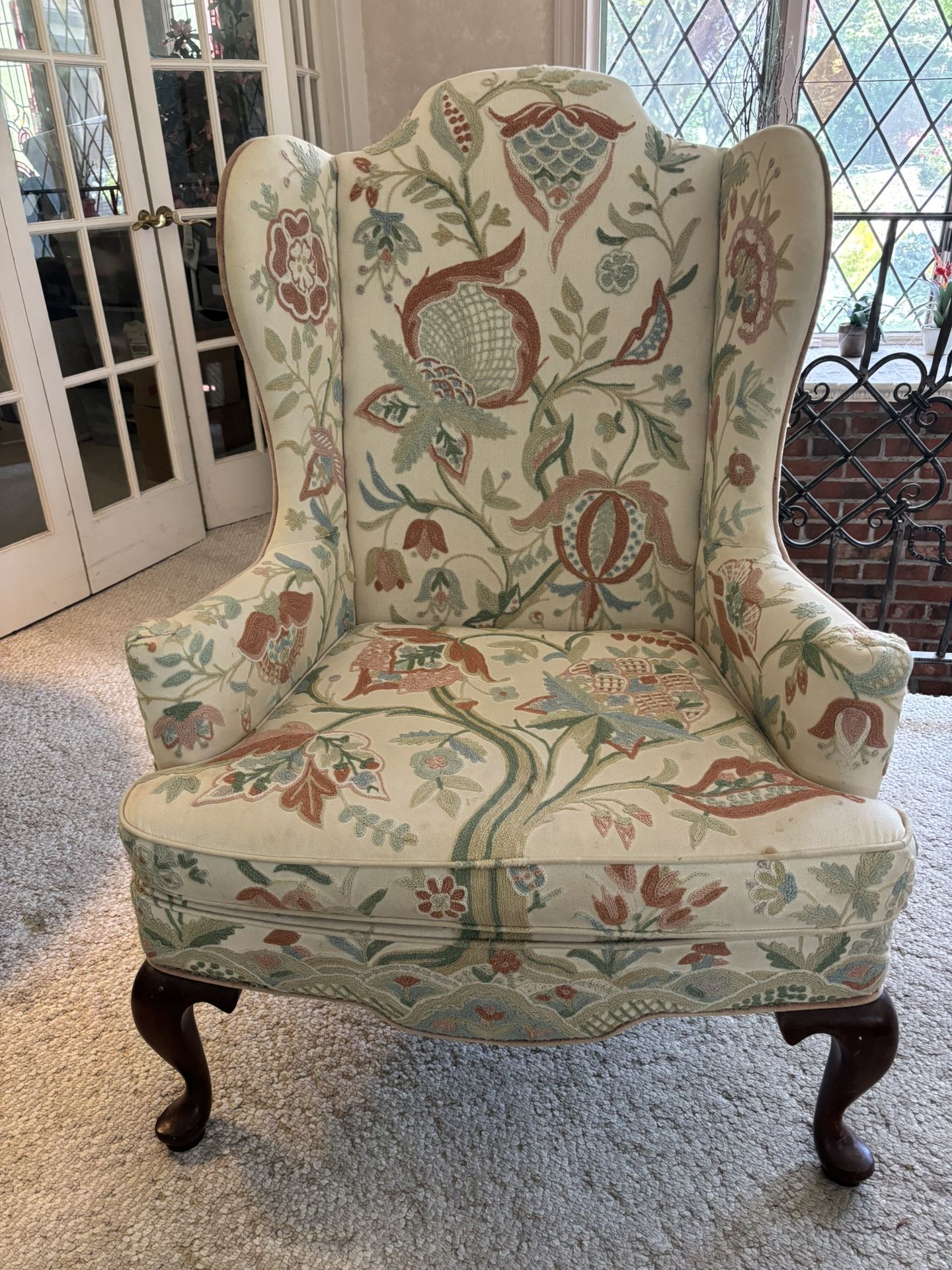 1970S Woodmark Original Cruel Work Wingback Chair