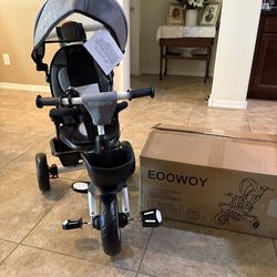 ONLY $75: Toddler Tricycle with Push Handle, 7 in 1 Stroller Trike with 360° Swivel Seat