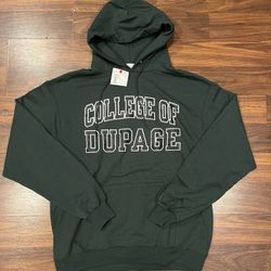 College Of Dupage Hoodie Sweatshirt Green Champion Fleece Pockets Mens Sz Large 
