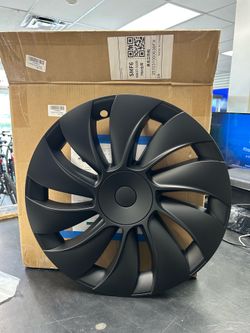 19" Wheel Covers Compatible with Tesla Model Y 2025-2026 Wheel Center caps Black Rims Matte Black ABS Hubcaps Snap-On