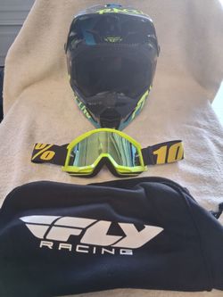 FLY Racing Kinetic Youth Helmet, Youth Medium, DOT, with 100% Goggles