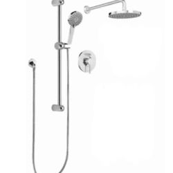 Keeney Belanger Shower Spa System With Slider Bar, Hand Shower, And Button Diverter Valve Trim (Valv