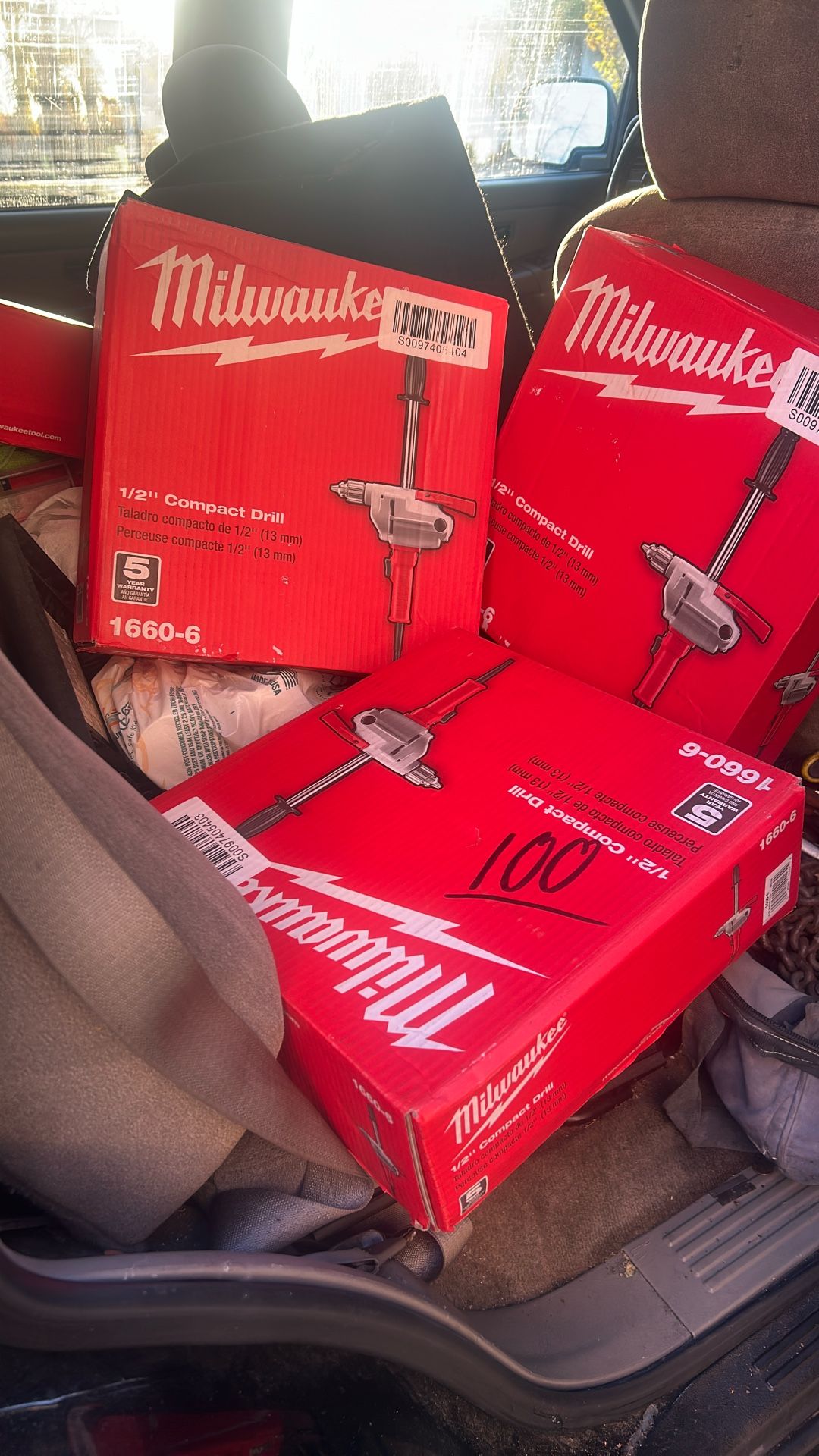 MILWAUKEE 1/2 compact drill ($100 each)