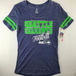 Seahawks Teen Girls T-Shirt Burnout, Silver Accent M