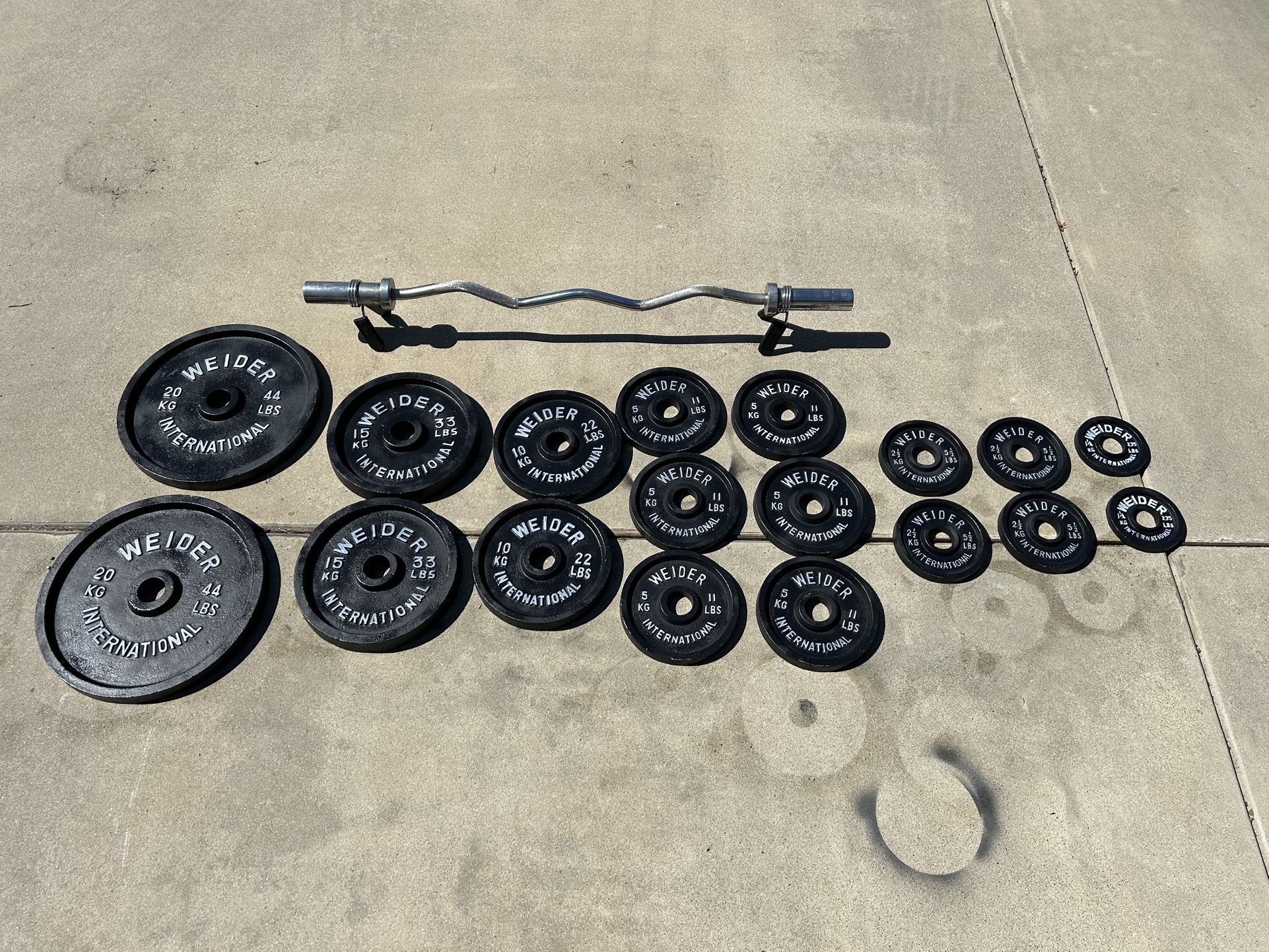 290 LB Vintage Weider International Olympic Weight Set + Curl Bar | Fully Restored | Gym Equipment