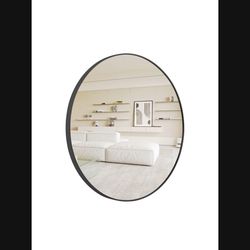 39 inch Round Mirror, Black Metal Frame Wall Mirrors for Entryway, Living Room